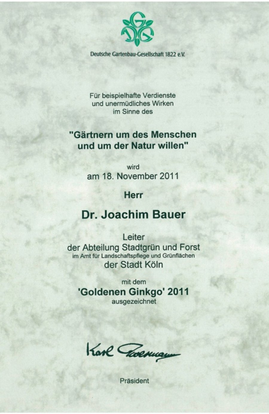 Auszeichnungen Deutsche Gartenbau-Gesellschaft 1822 (DGG)